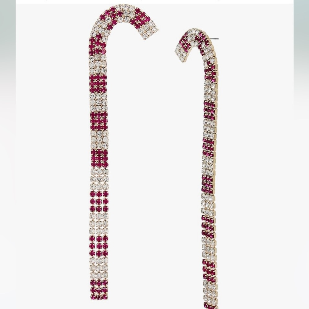 Betsey Johnson Holiday Candy Cane Linear Stripped Dangling Earrings